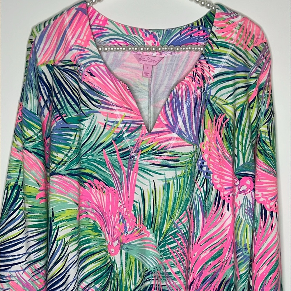 Lilly Pulitzer~ Vibrant Leaf Print 3/4 Sleeve Dress ~ Size Small - Picture 2 of 8